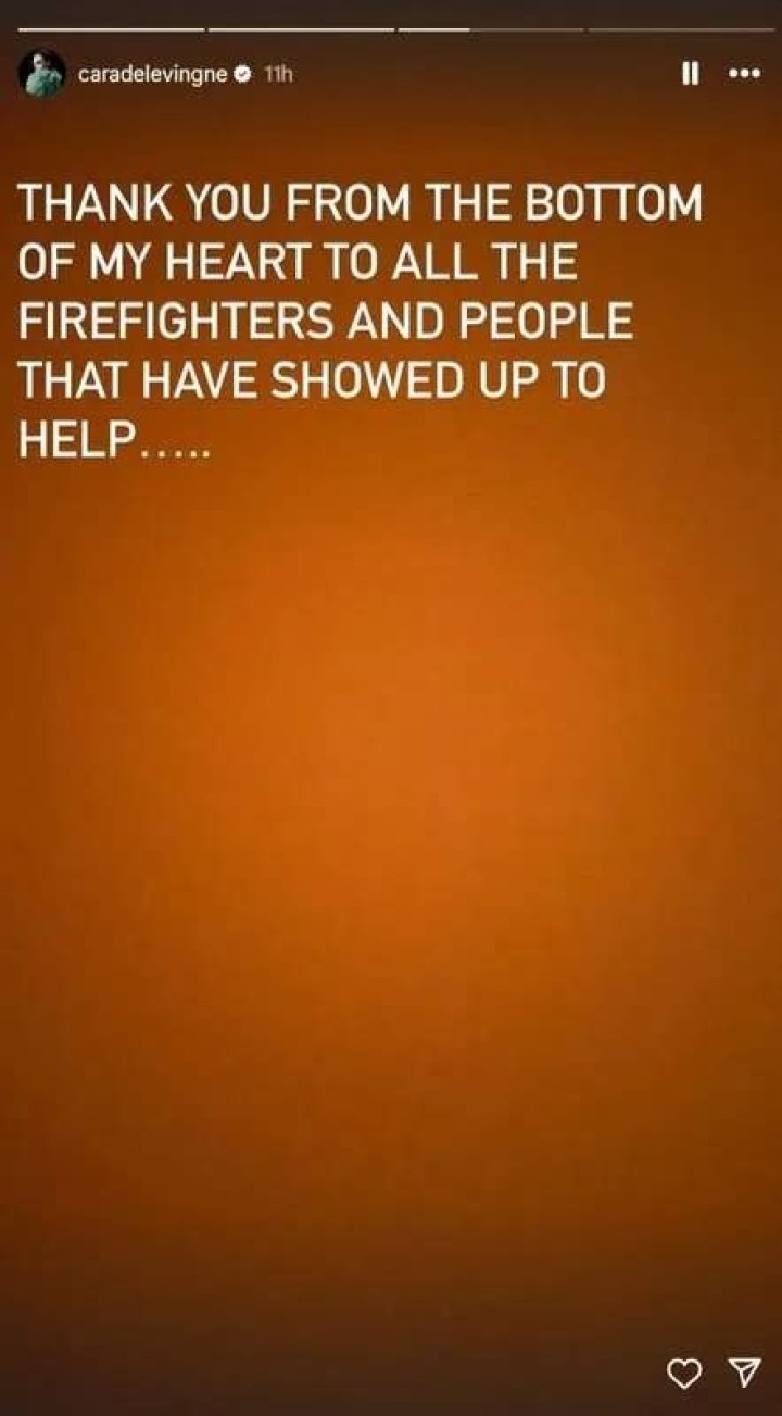 Cara Delevingne thank you message to fire fighters