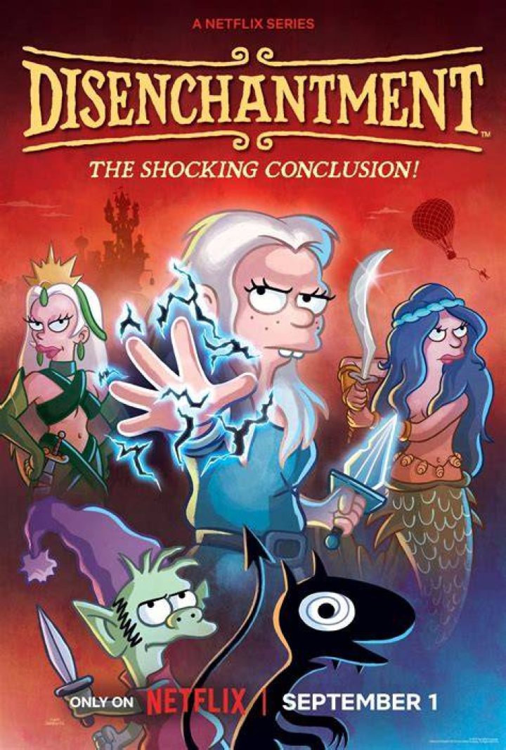 Disenchantment: Part 5. (L to R) Abbi Jacobson as Bean and Nat Faxon as Elfo in Disenchantment: Part 5. Cr. NETFLIX &copy; 2023