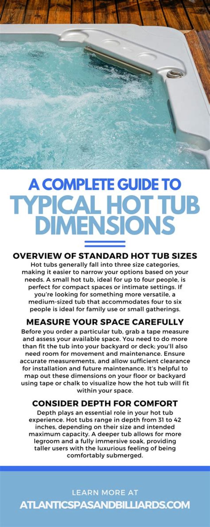 How deep is a typical hot tub?
