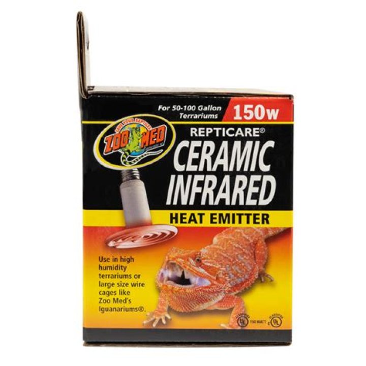 How hot does a 150 watt ceramic heat emitter get?