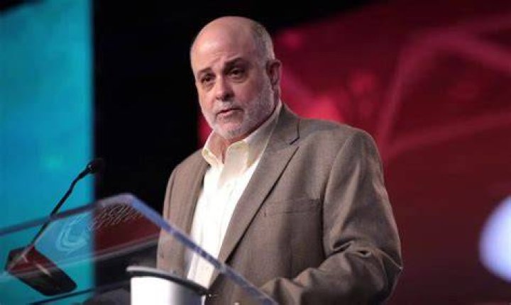 Mark Levin giving the speech at American Conservative Union with Kendall picture in a collage at the right side